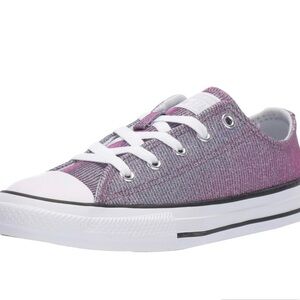 CONVERSE Kids Chuck Taylor Space Star Sneakers Glitzy Glam Glittery Pink Size 6